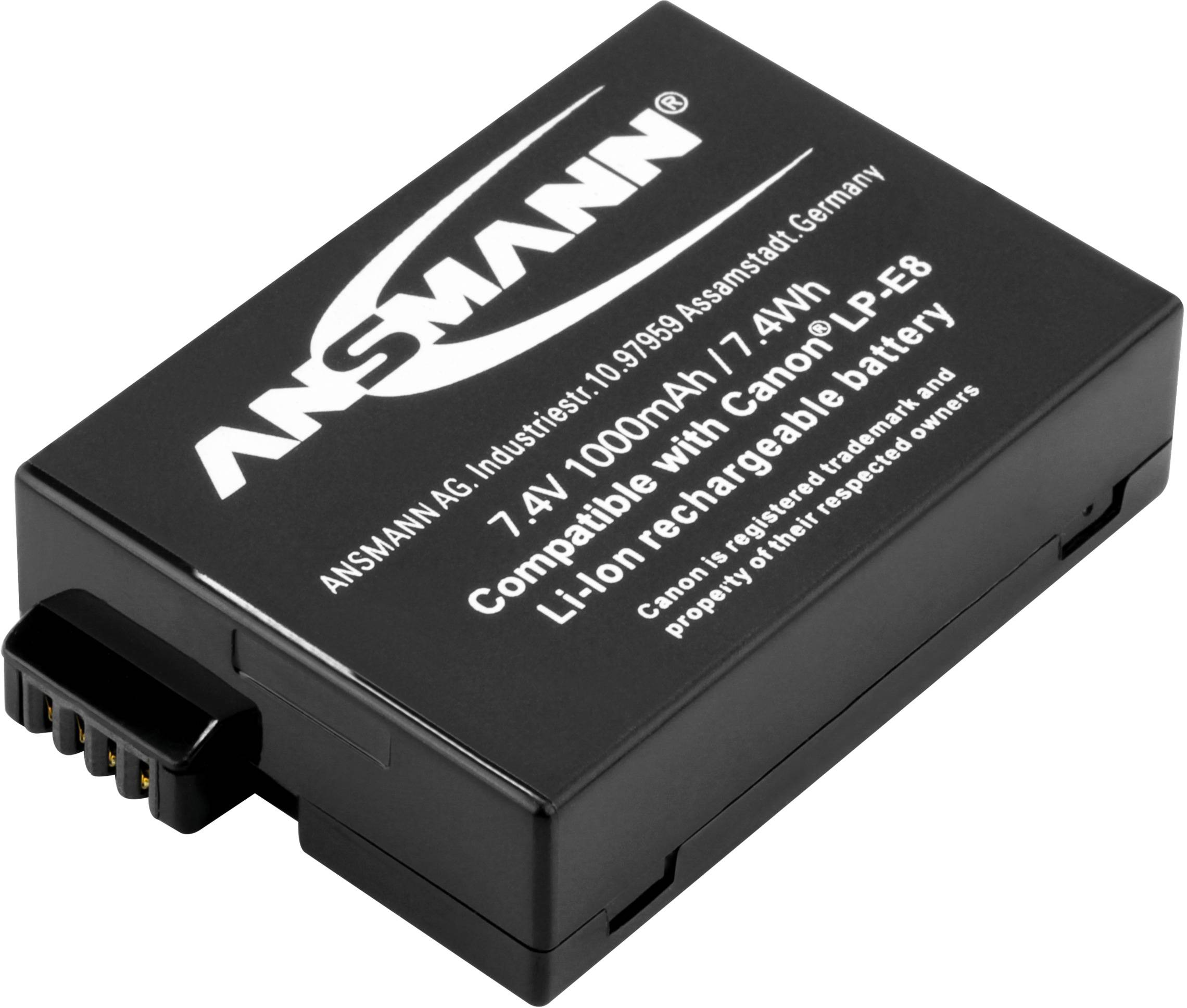 Ansmann A-Can LPE8 Batterie pour appareil photo Remplace l'accu d'origine LP-E8 7.4 V 1000 mAh