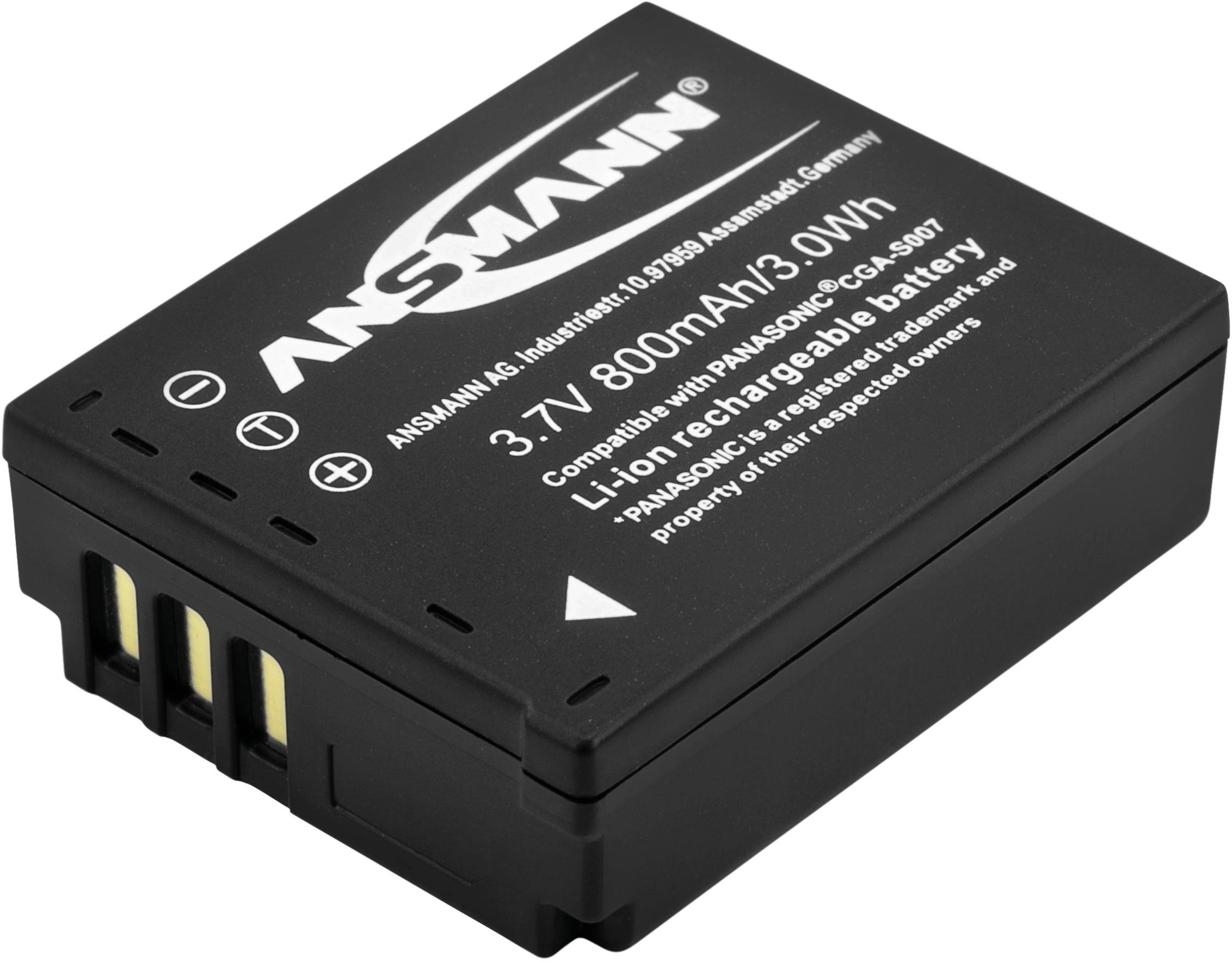 Ansmann A-Pan CGA S007 Batterie pour appareil photo Remplace l'accu d'origine CGA-S007E, CGA-S007 3.7 V 800 mAh