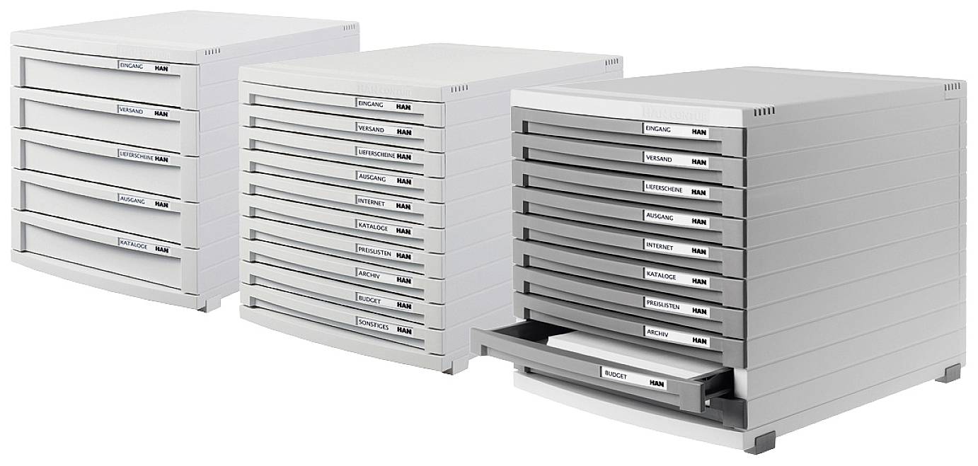 HAN CONTUR 1510-19 Caisson à tiroirs gris clair DIN A4, DIN B5, DIN C4 Nombre de tiroirs: 10