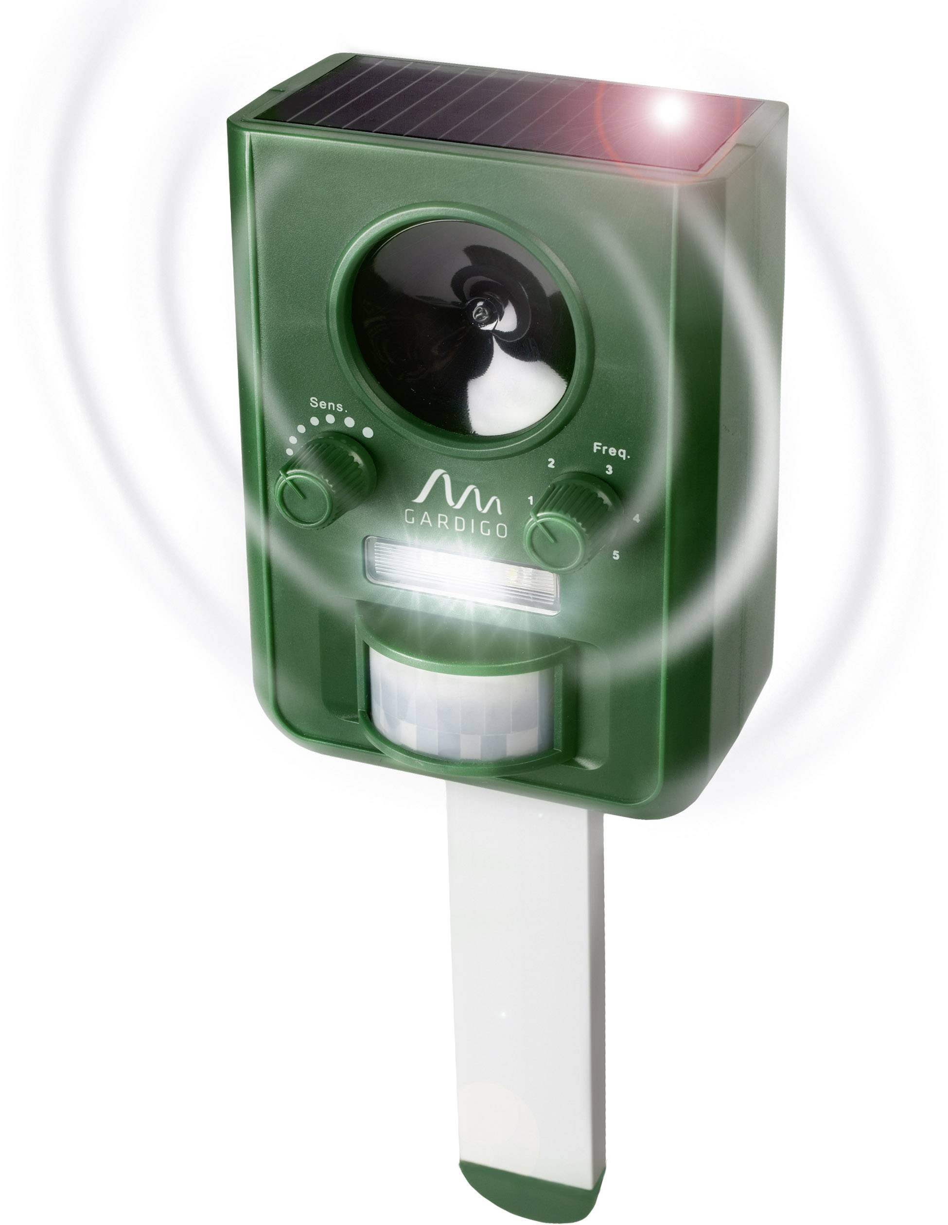 Répulseur d'animaux Gardigo Solar Type de fonctions multiple fréquence, éclairage LED Champ d'action 100 m² 1 pc(s)
