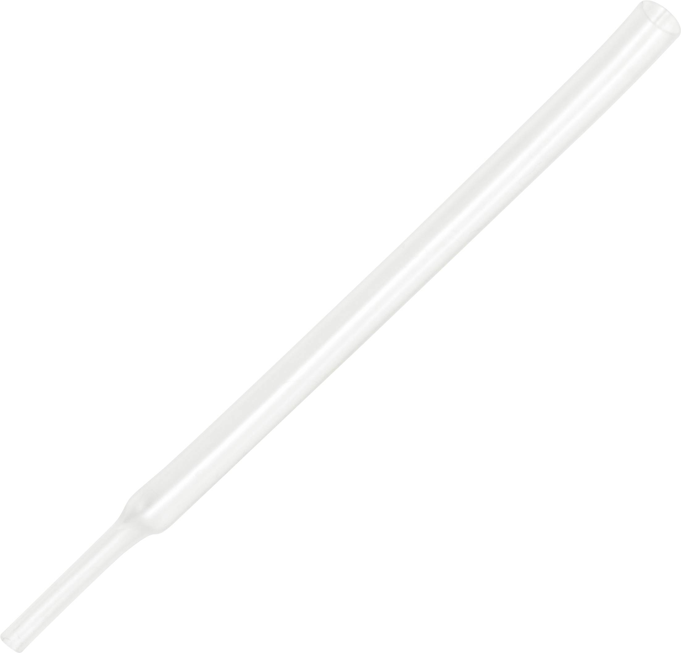Un tube en plastique transparent et long sur un fond blanc.