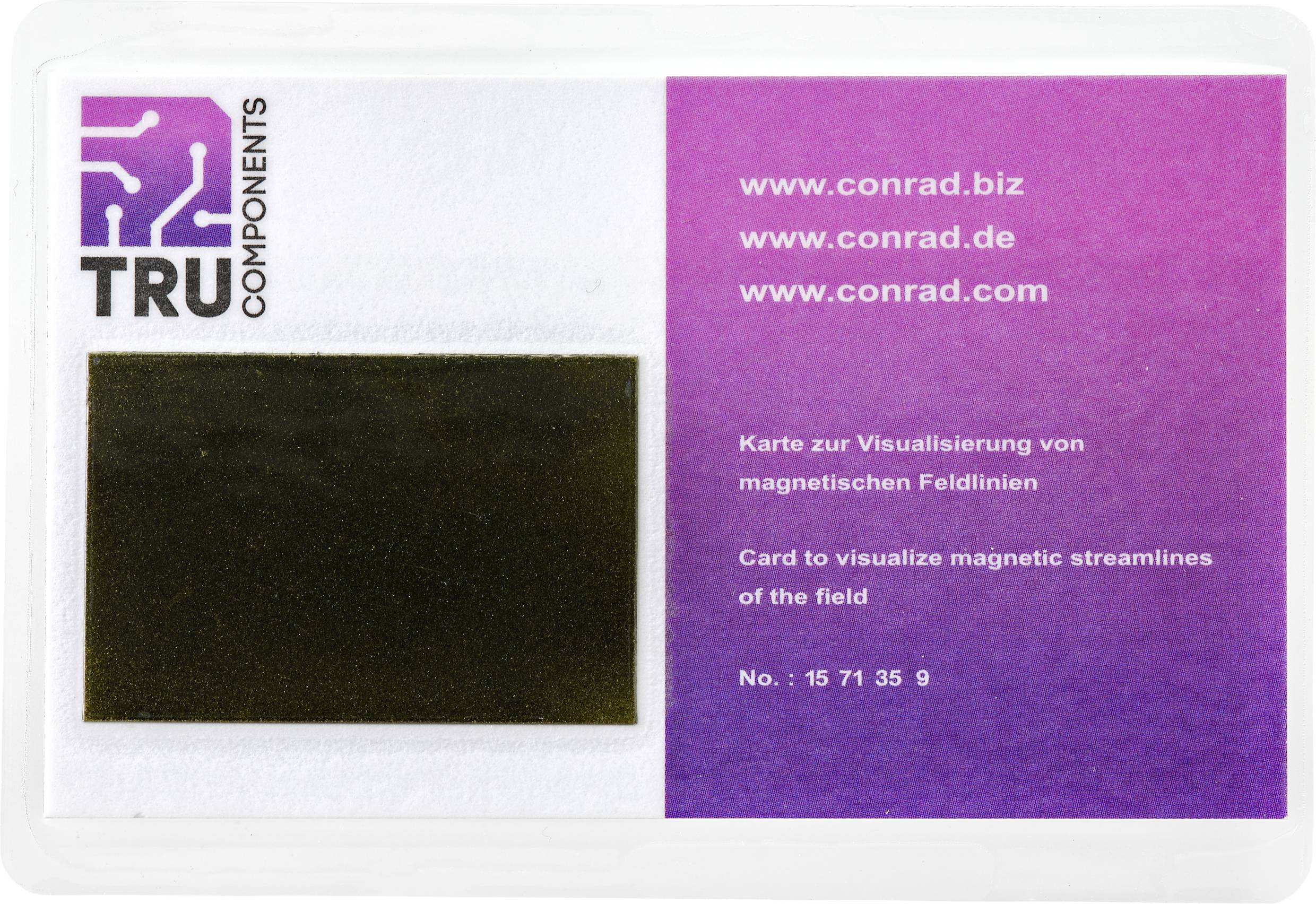Une carte de visualisation des lignes de champ magnétique, affichant des logos et trois adresses web de Conrad.
