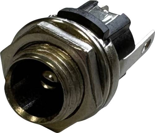 Bague métallique, probablement un connecteur, en gros plan ; montre les détails de sa construction et de ses broches de connexion.