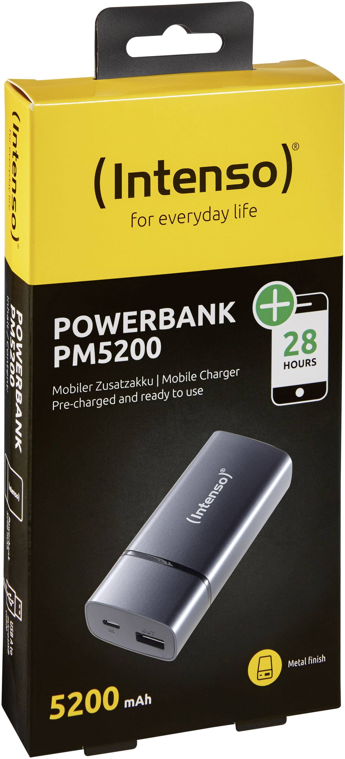 Intenso PM5200 Powerbank (batterie supplémentaire) 5200 mAh Li-Ion noir Affichage du statut