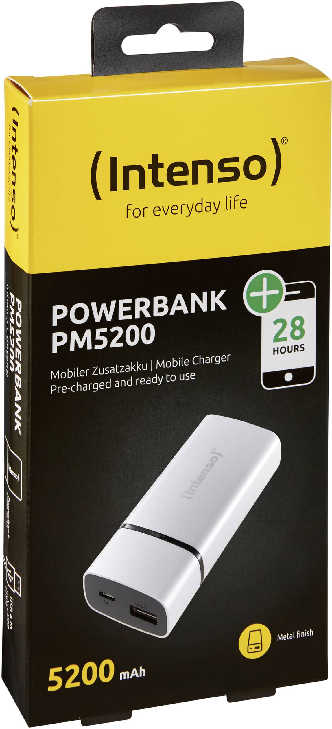 Intenso PM5200 Powerbank (batterie supplémentaire) 5200 mAh Li-Ion blanc Affichage du statut