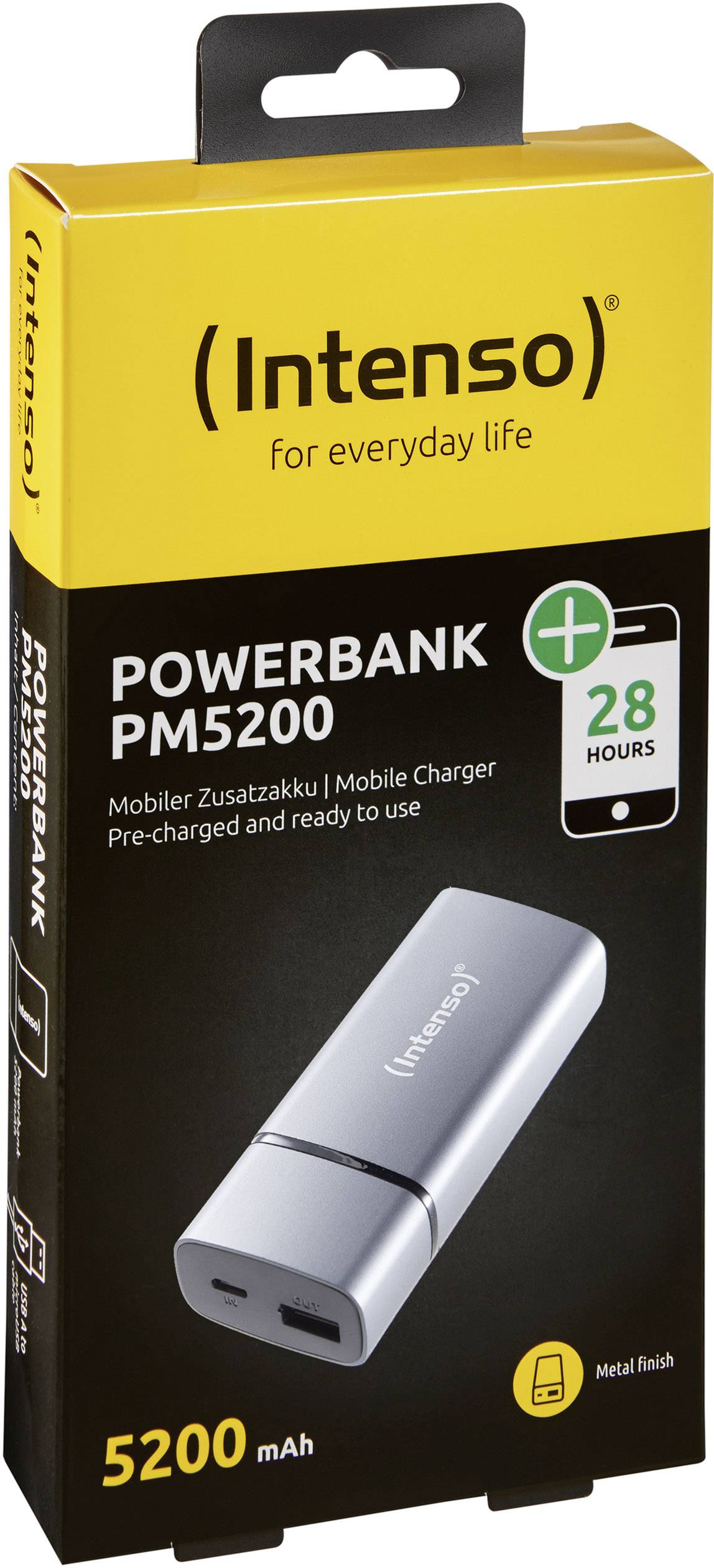Intenso PM5200 Powerbank (batterie supplémentaire) 5200 mAh Li-Ion gris Affichage du statut