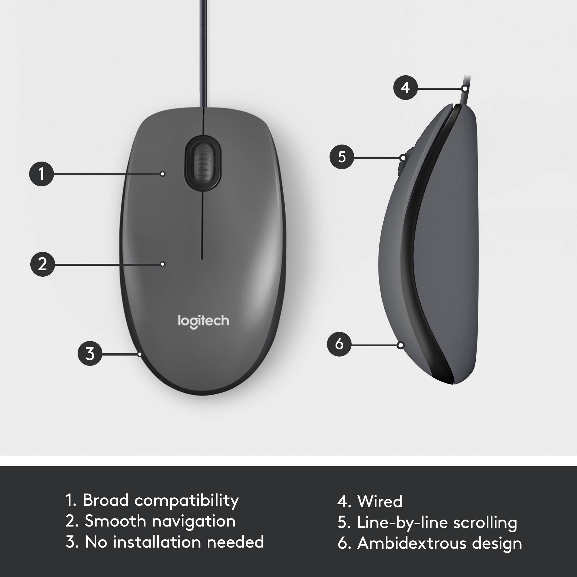 Logitech M100 Souris USB optique noir 3 Boutons 1000 dpi
