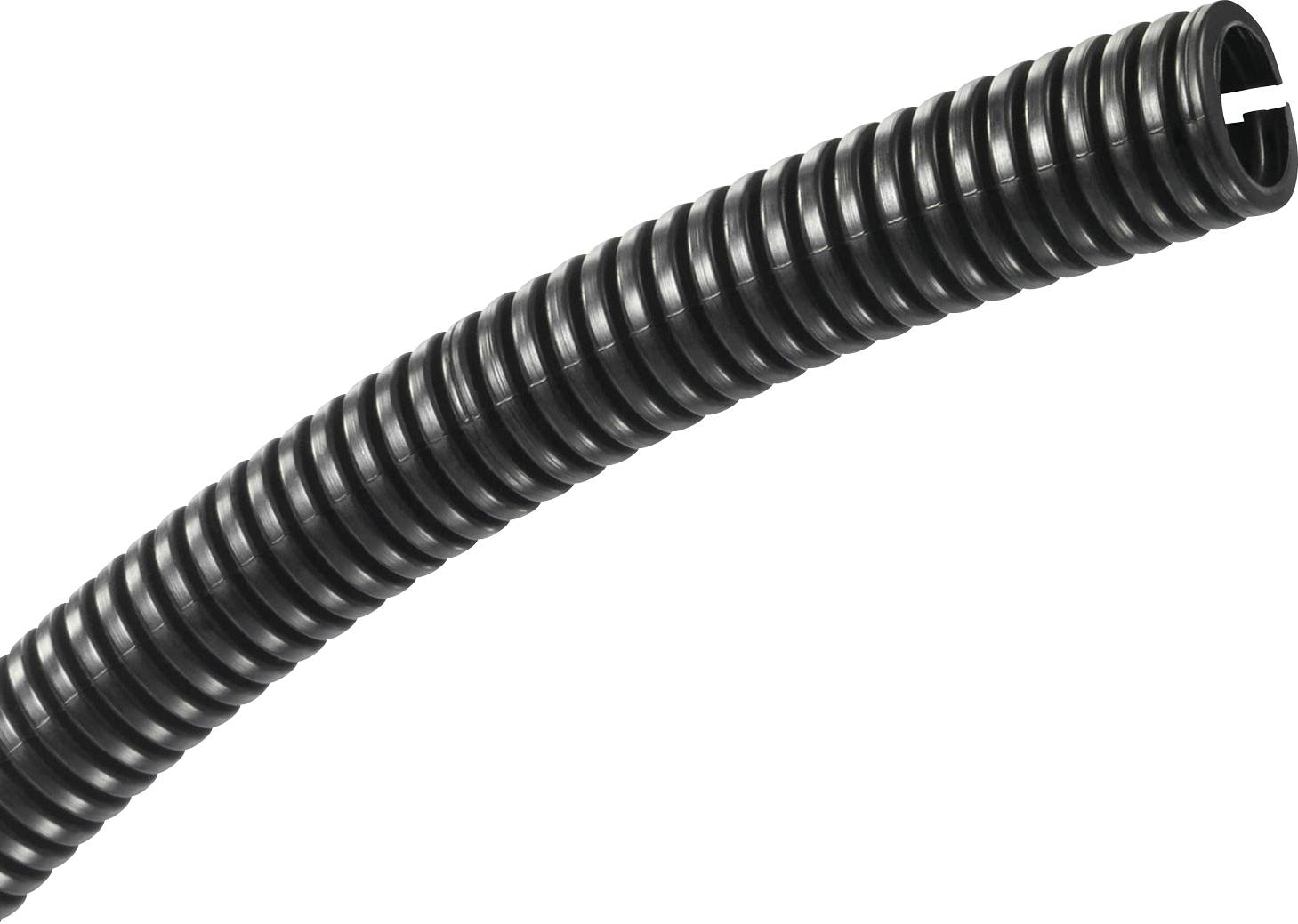 Gaine ondulée noire flexible pour l'organisation des câbles.