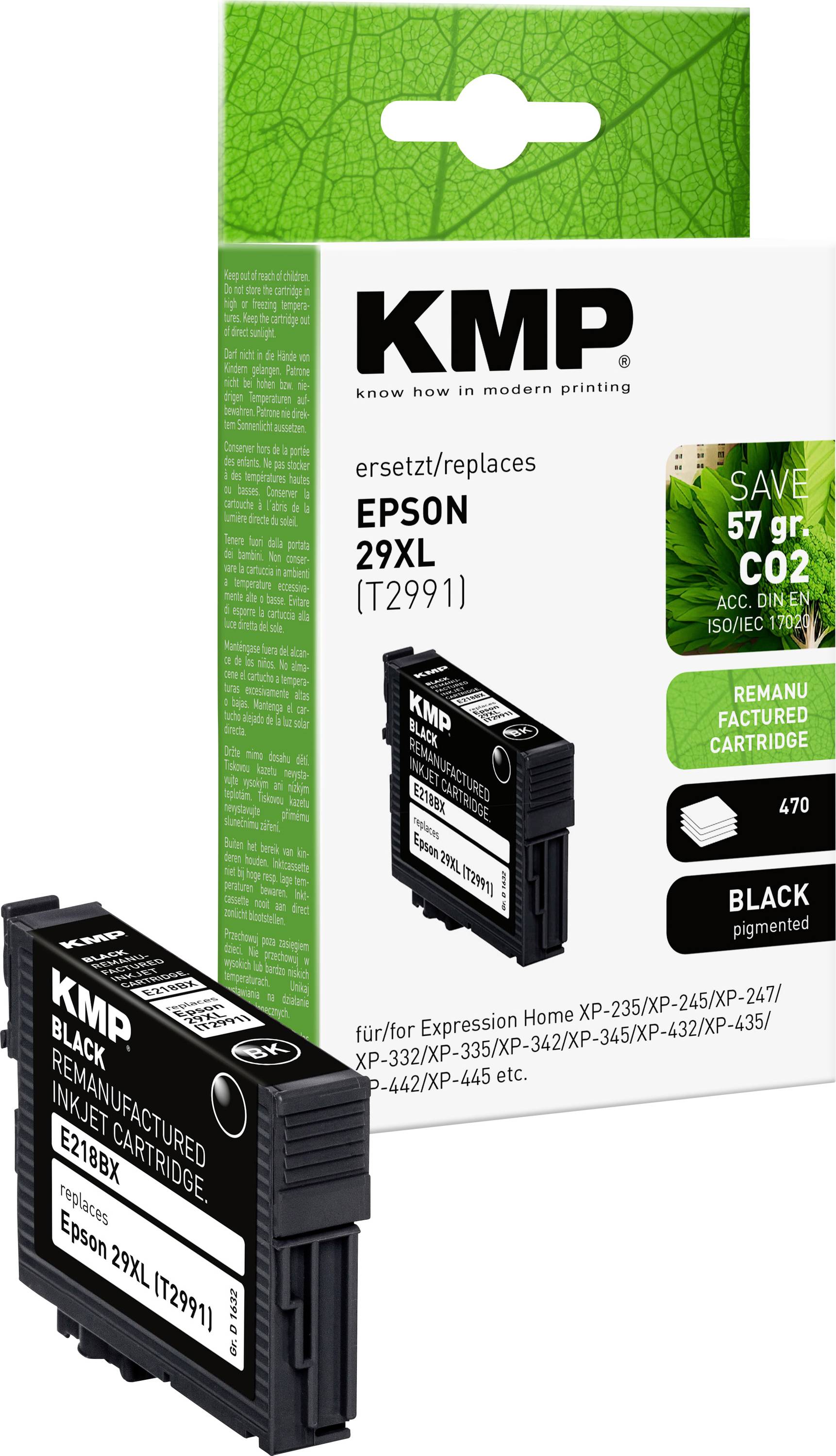KMP Encre remplace Epson 29XL, T2991 compatible noir E218BX 1632,4001