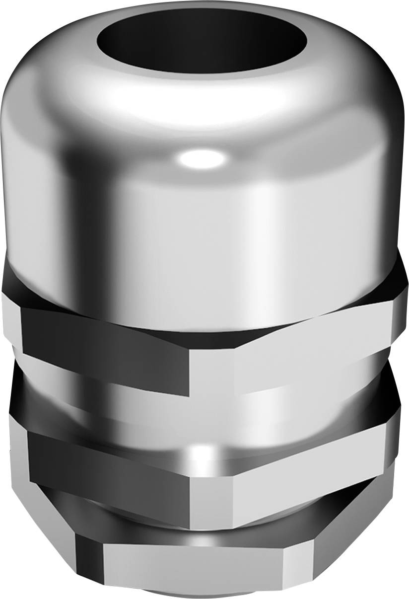 Un presse-étoupe en métal argenté, de forme cylindrique avec un motif hexagonal dans la partie inférieure.