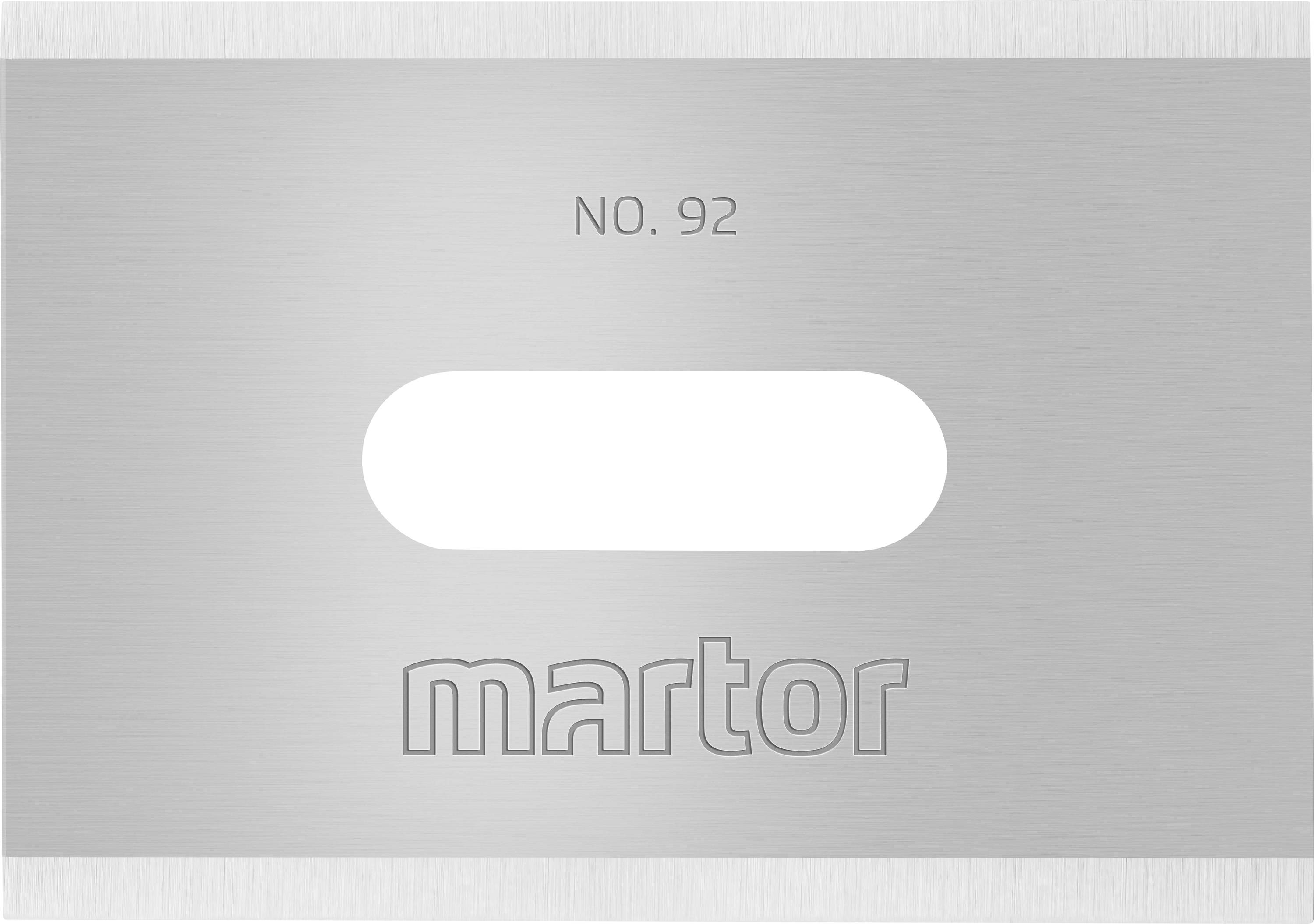 Une lame argentée portant la gravure 'NO. 92' en haut et 'martor' au centre en bas.