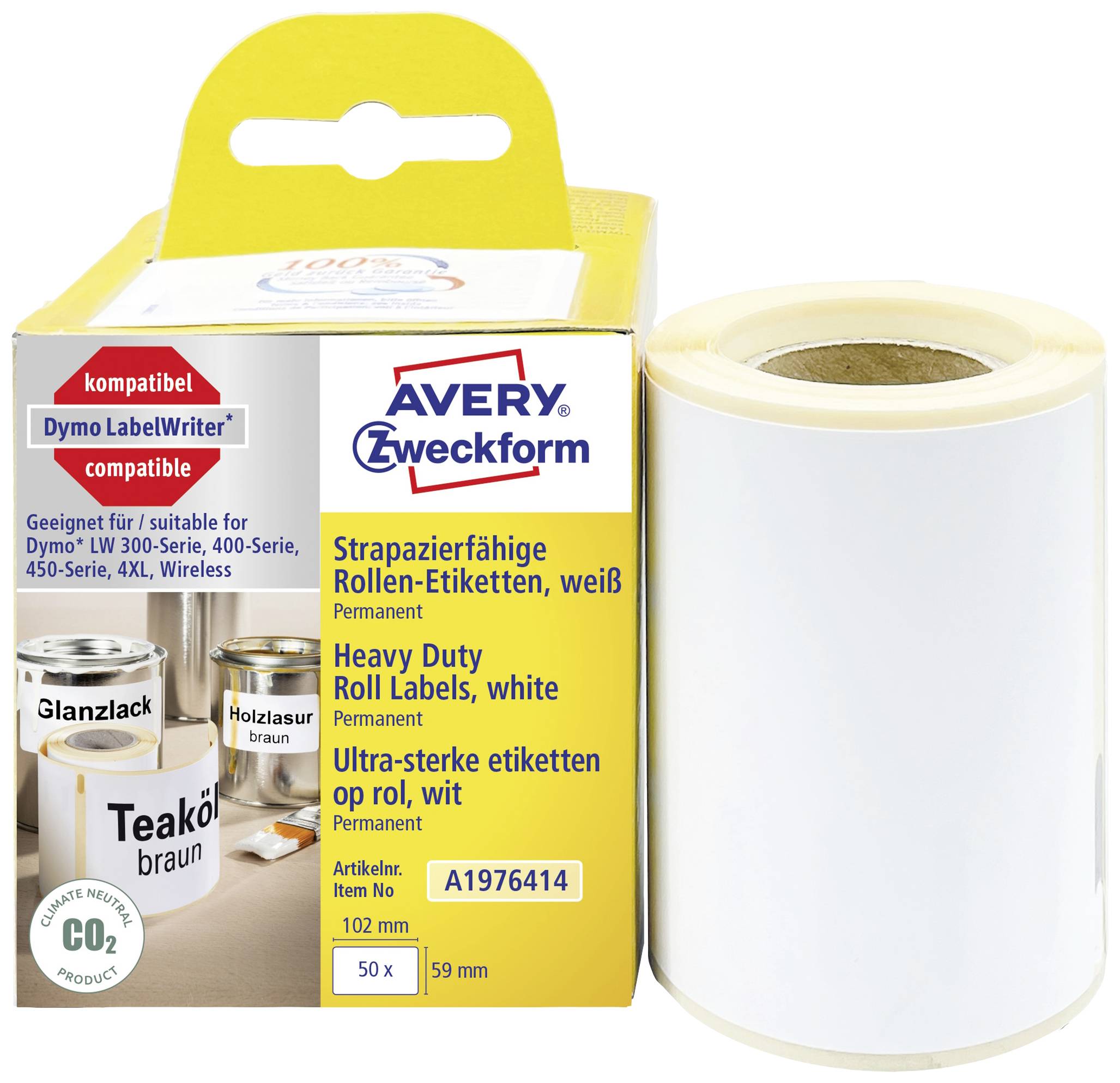 Avery-Zweckform Rouleau d'étiquettes compatible remplace DYMO 1976414 59 x 102 mm film blanc 50 pc(s) fixation permanente