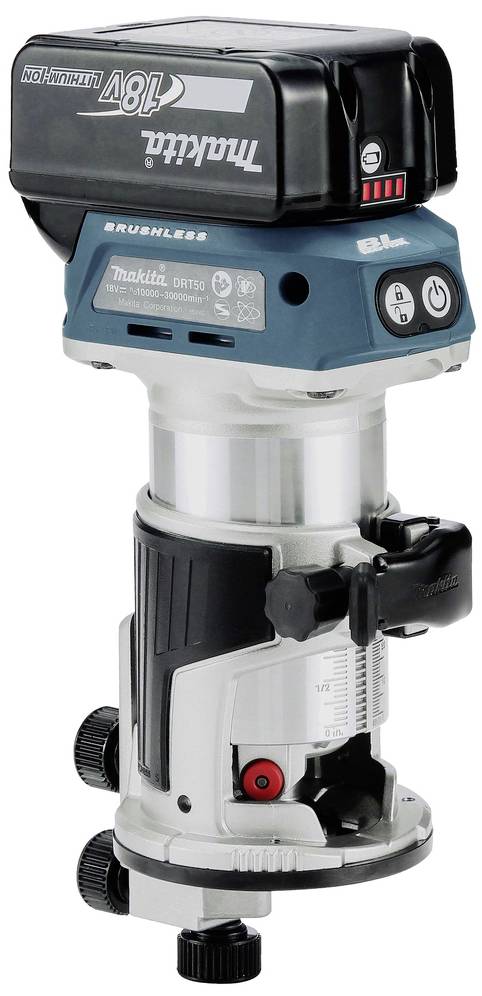 Un routeur sans fil, alimenté par batterie de 18V, adapté aux travaux sur bois. Comprend des paramètres de contrôle de profondeur.