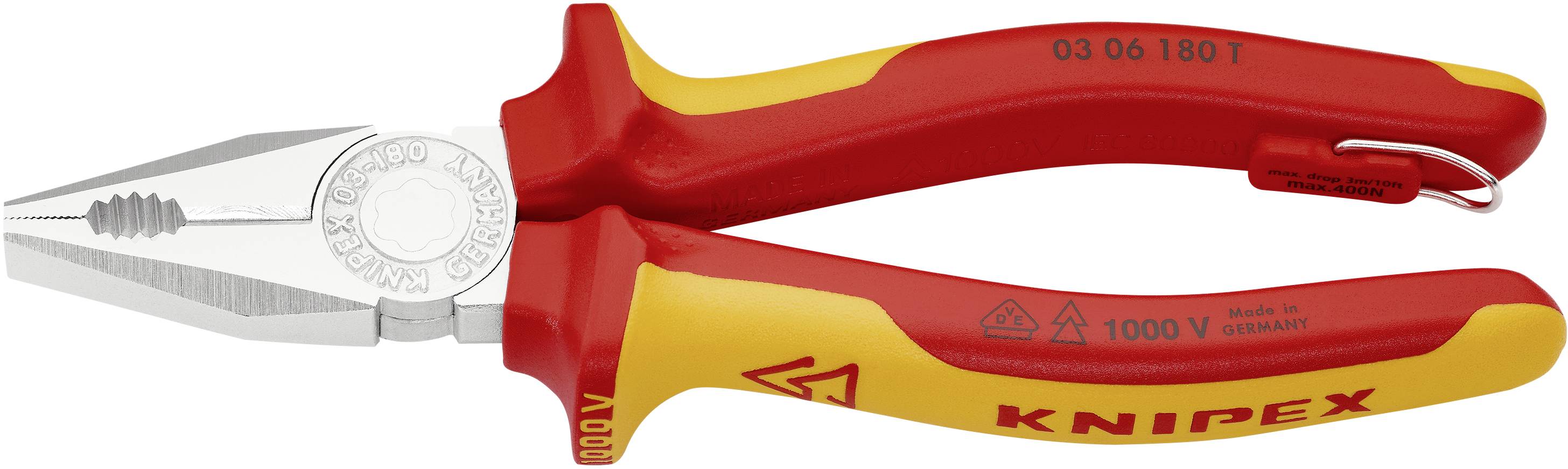 Knipex 03 06 180 T VDE Pince universelle 180 mm DIN EN 60900, DIN ISO 5746