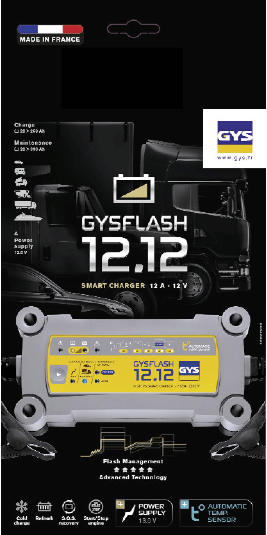 GYS GYSFLASH 12.12 029392 Chargeur automatique 12 V 12 A