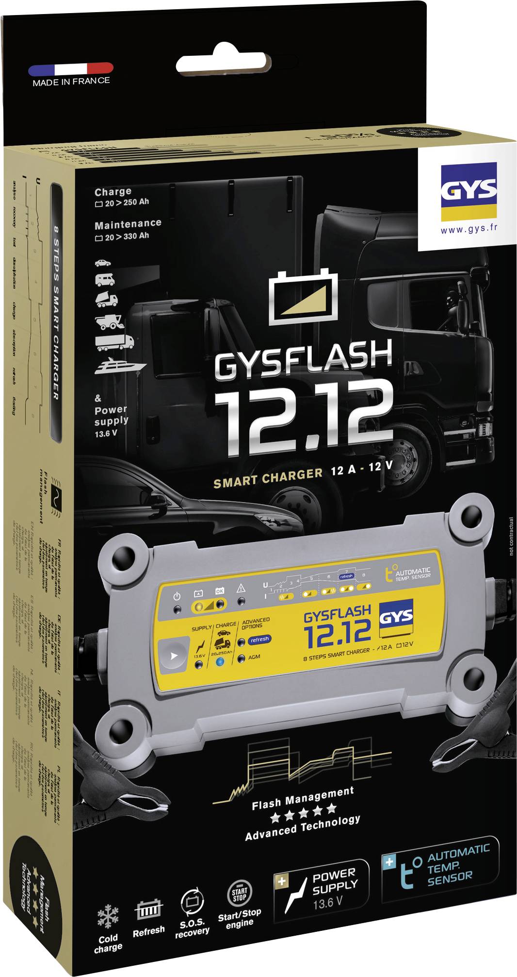 GYS GYSFLASH 12.12 029392 Chargeur automatique 12 V 12 A