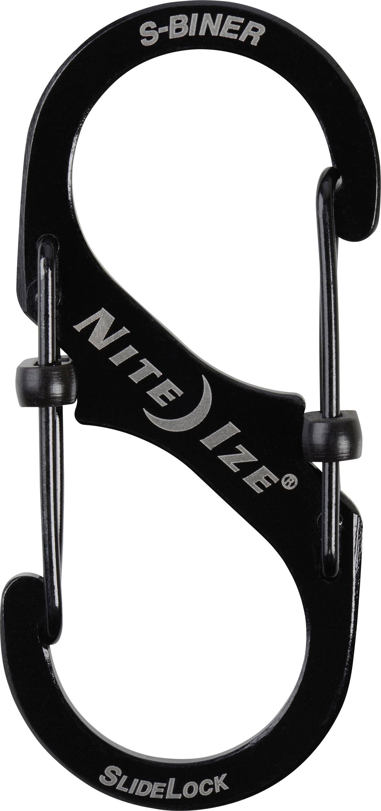 Noir 'Nite Ize S-Biner SlideLock' avec doubles portillons de verrouillage, conçu pour une fixation sécurisée des équipements.