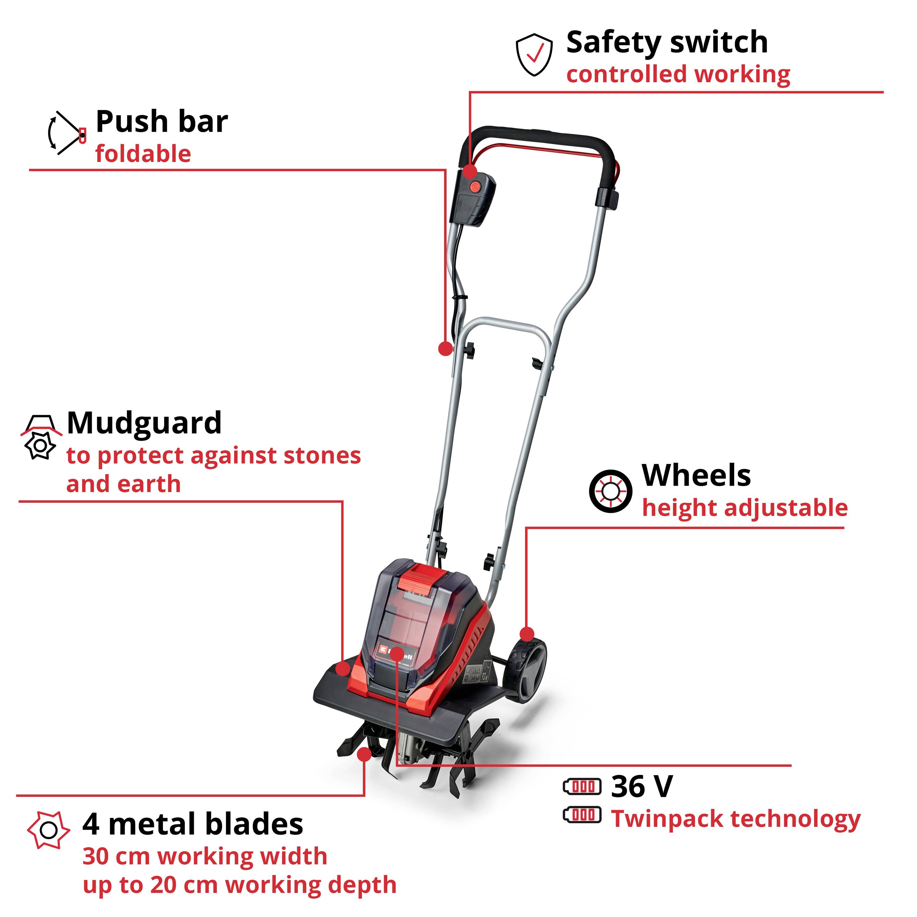 Einhell 3431200 sans fil Motobineuse 30 cm