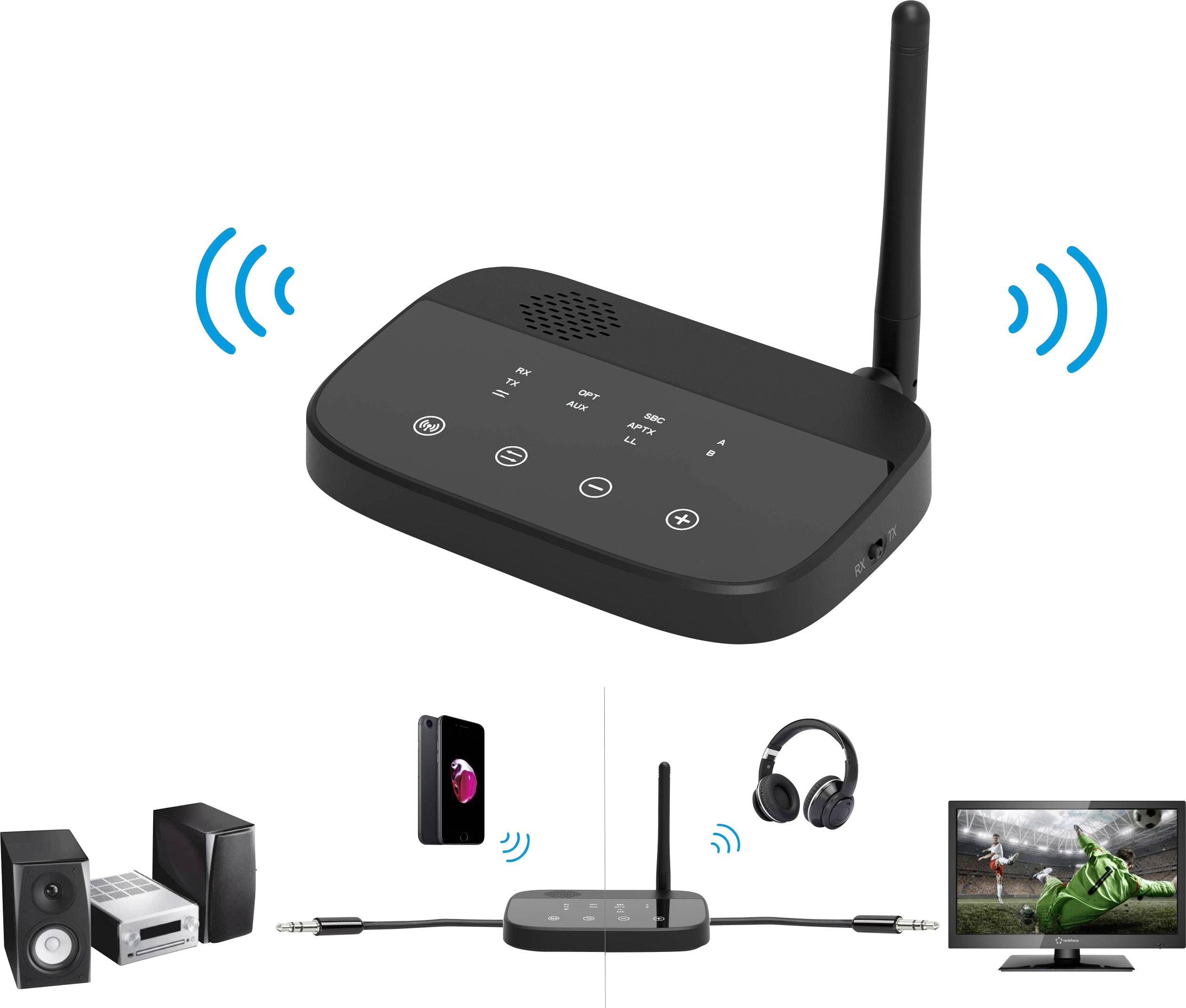 Emetteur/récepteur de musique Bluetooth® Renkforce BTHP-100 Version Bluetooth: 4.2, aptX®, SBC 100 m