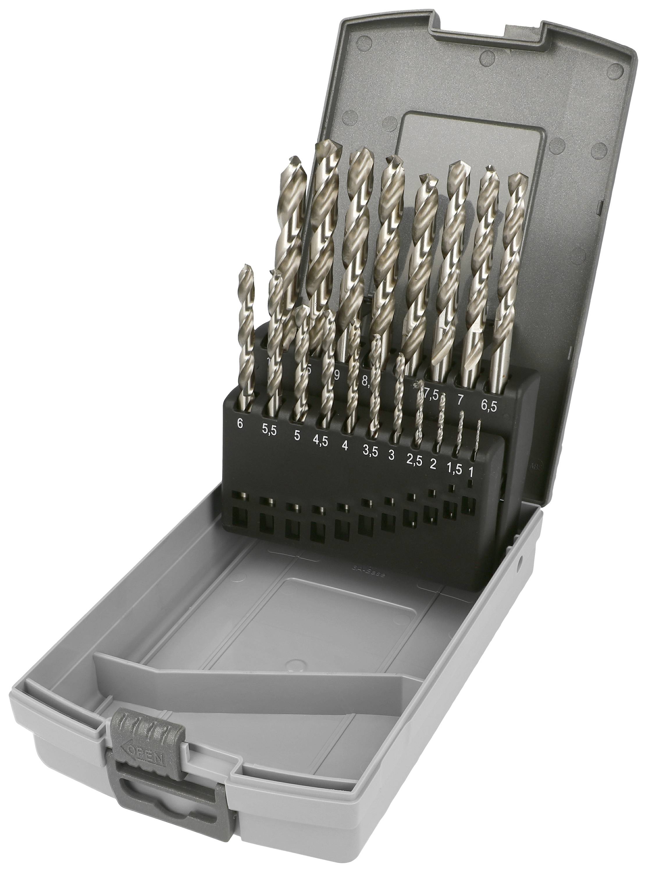 Jeu de forets pour le métal Heller 29384 6 HSS-Co 5 19 pièces Cobalt, meulé DIN 338 tige cylindrique 1 set