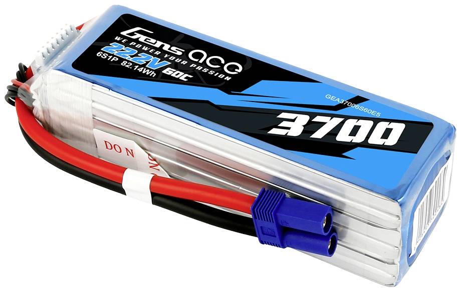 Gens ace Pack de batterie (LiPo) 22.2 V 3700 mAh Nombre de cellules: 6 60 C Softcase EC5