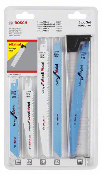 Bosch Accessories 2607010907 Set de lames de scie-sabre Demolition, 6 pièces 1 set