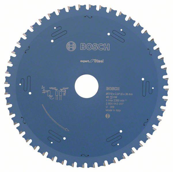 Lame de scie circulaire Bosch, bleue, à 60 dents. Adaptée pour des coupes précises dans le bois et des matériaux similaires.