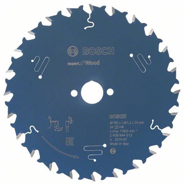 Lame de scie Bosch pour bois, 24 dents, diamètre de 160 mm.