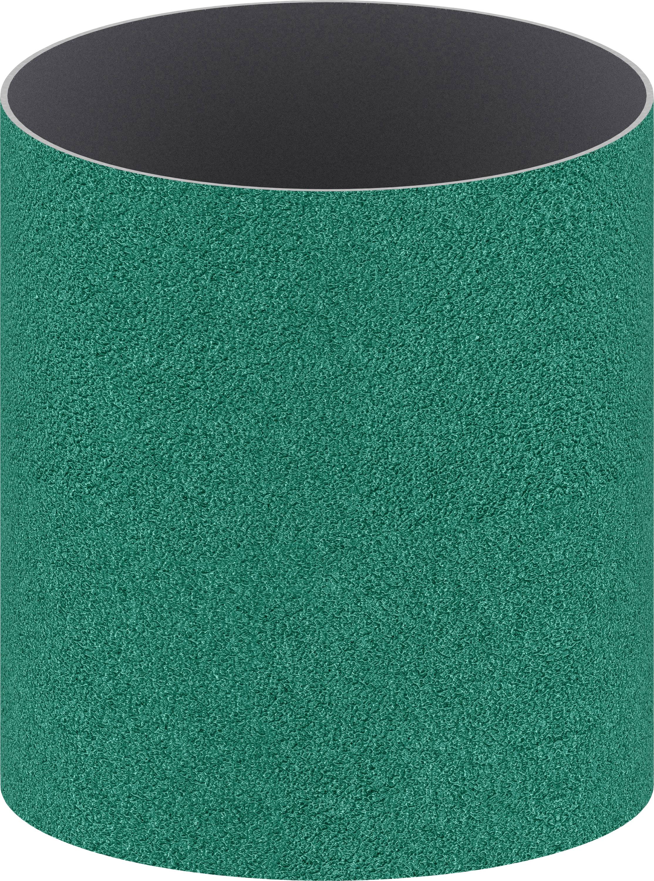 Un récipient cylindrique vide à texture granulée verte. Il ne possède ni couvercle ni ornements visibles.