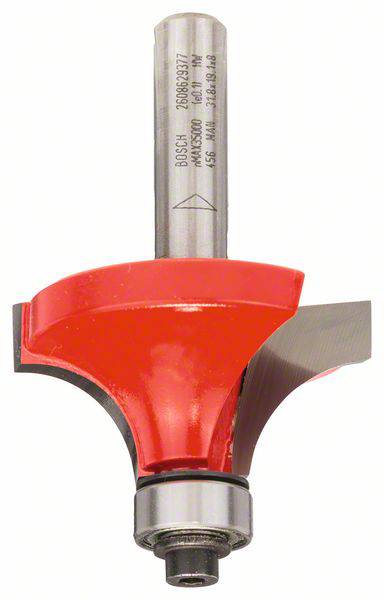 Fraise supérieure avec revêtement en plastique rouge et manche en métal argenté, adaptée aux travaux sur bois.