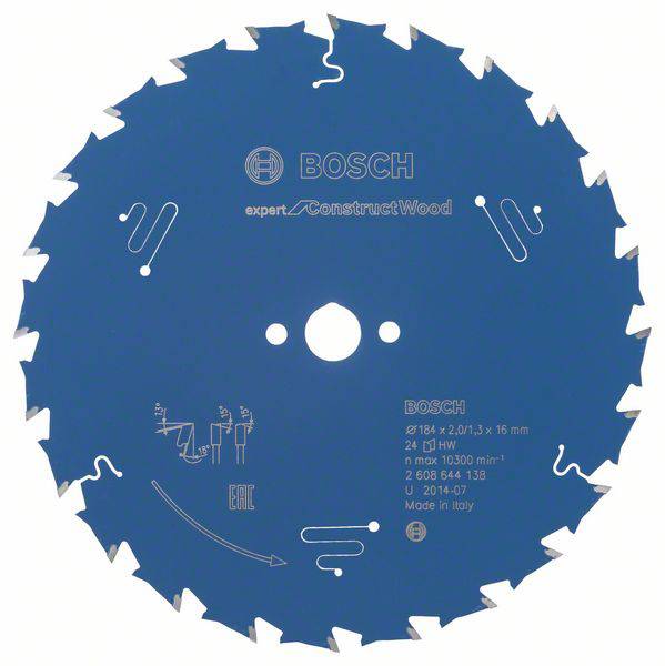 Bosch Accessories Expert for Construct Wood 2608644138 Lame de scie circulaire 184 x 16 x 1.3 mm Nombre de dents: 24 1 pc(s)