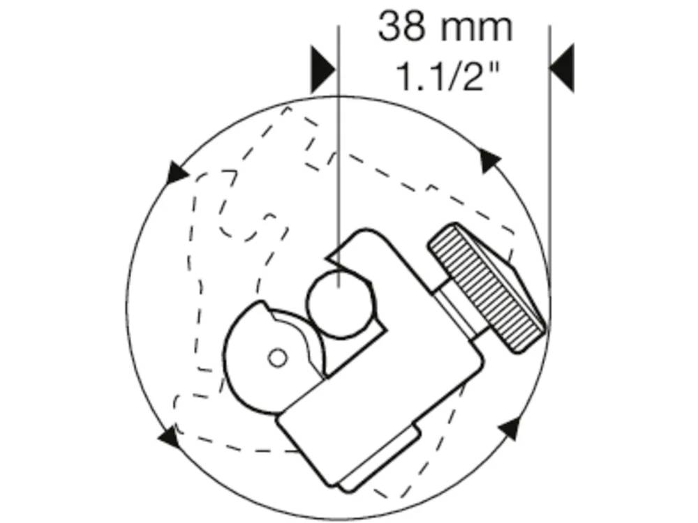 « Illustration d'un raccord de tuyauterie, montrant une mesure de diamètre de 38 mm (1.1/2