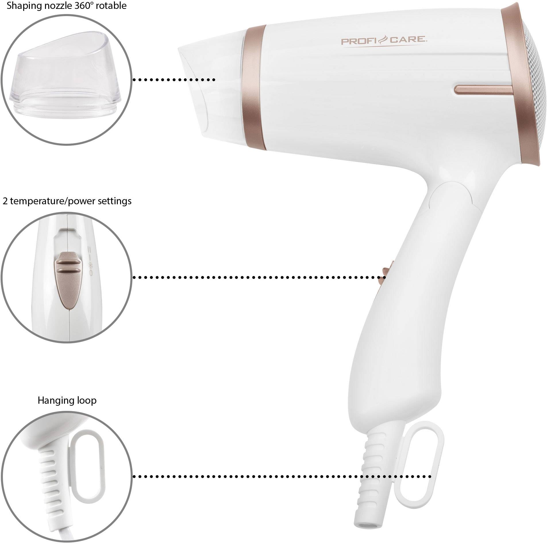 Sèche-cheveux Profi-Care PC-HT 3009 330090 blanc, champagne 1 pc(s)