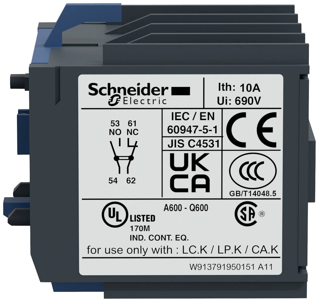 Schneider Electric LA1KN11 Bloc de contacts auxiliaires 1 NO (T), 1 NF (R) 1 pc(s)
