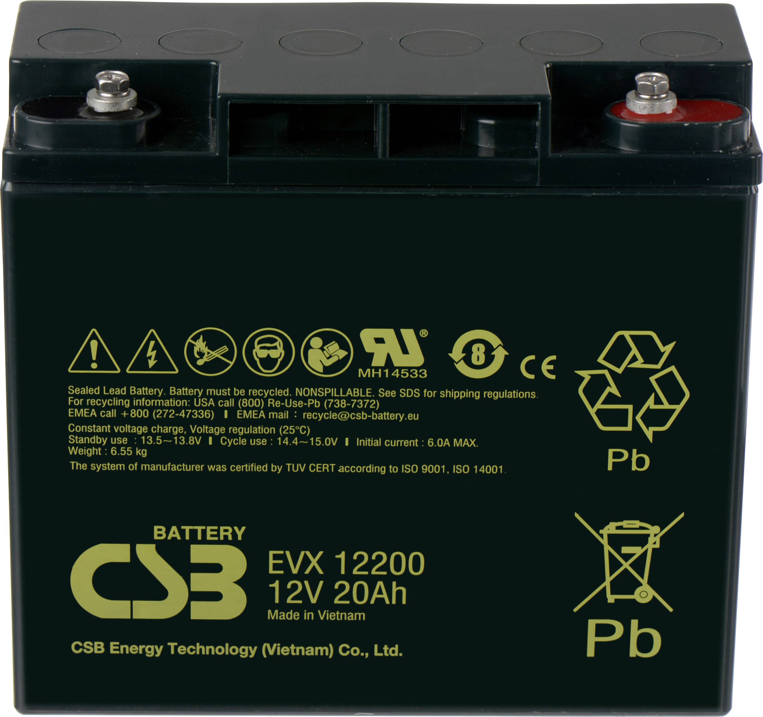 CSB Battery EVX 12200 EVX12200 Batterie au plomb 12 V 20 Ah plomb (AGM) (l x H x P) 181 x 167 x 76 mm raccord à vis M5 résistant