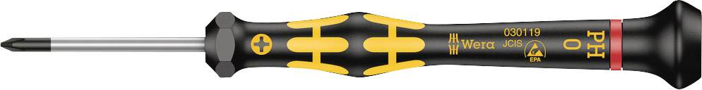 Un tournevis noir avec des accents jaunes et une tête cruciforme. Il est adapté pour travailler avec précision sur de petites vis.