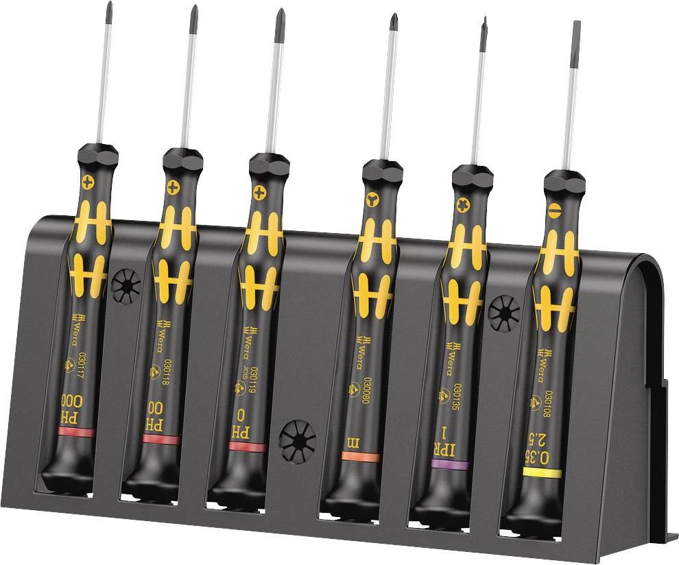 Wera 1550/6 ESD antistatique (ESD) Jeu de tournevis 6 pièces vis à fente, cruciforme Phillips, TORX PLUS®, Microstix