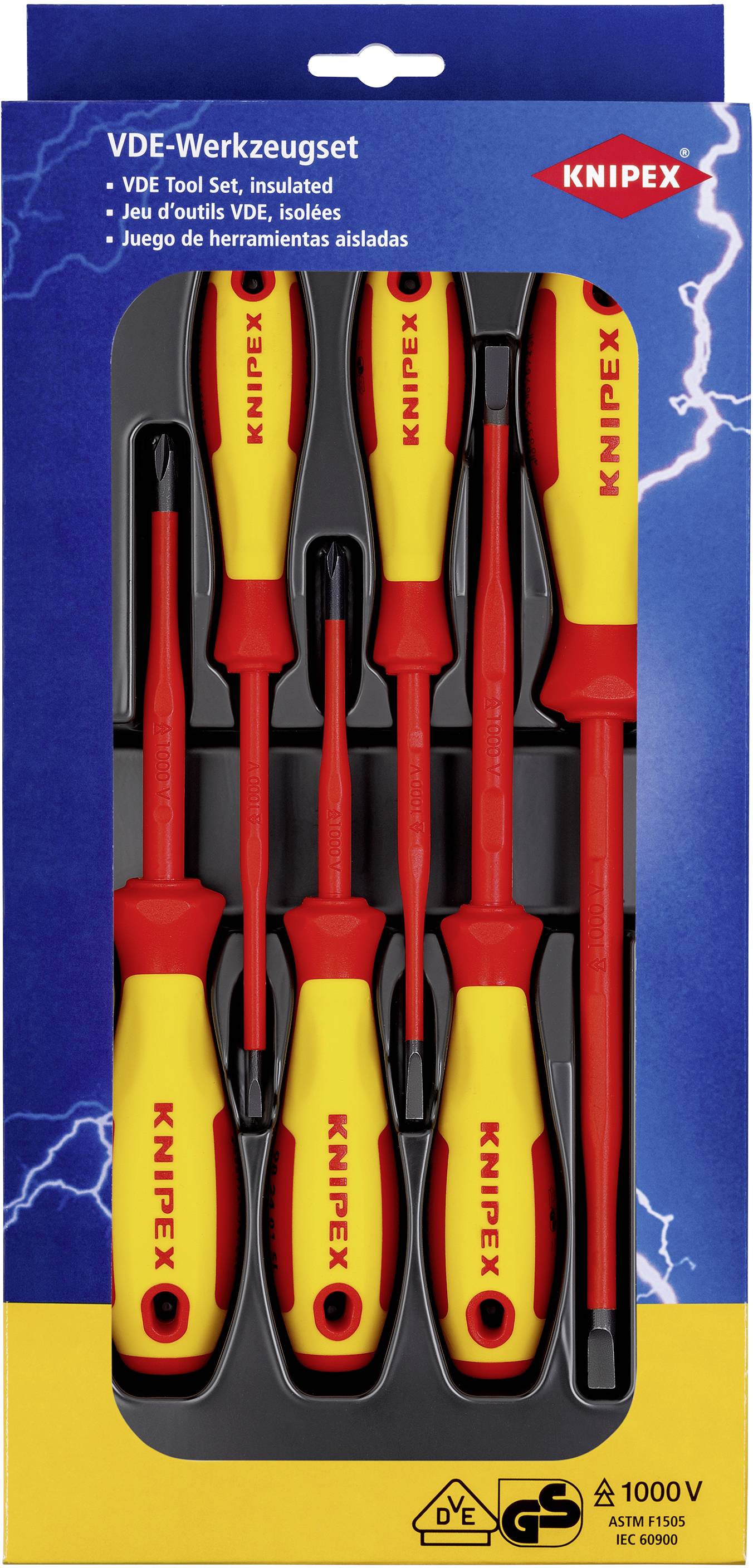 Knipex VDE Jeu de tournevis 6 pièces vis à fente, cruciforme Phillips