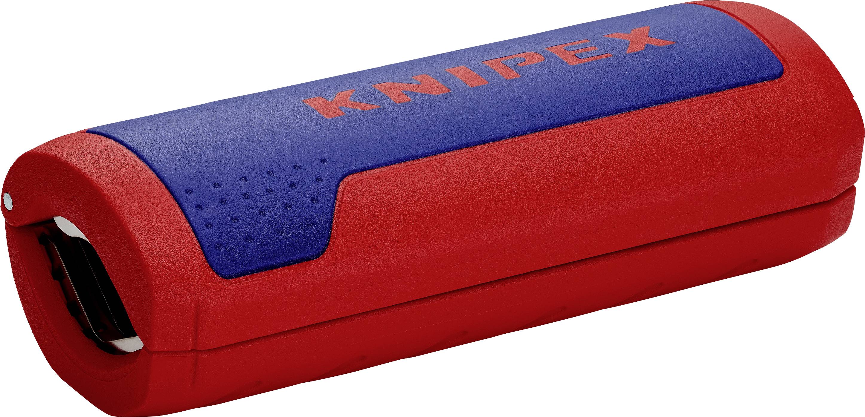 Étui à outils rouge et bleu portant l'inscription 'KNIPEX'. Contient un multifonction pour tâches artisanales.