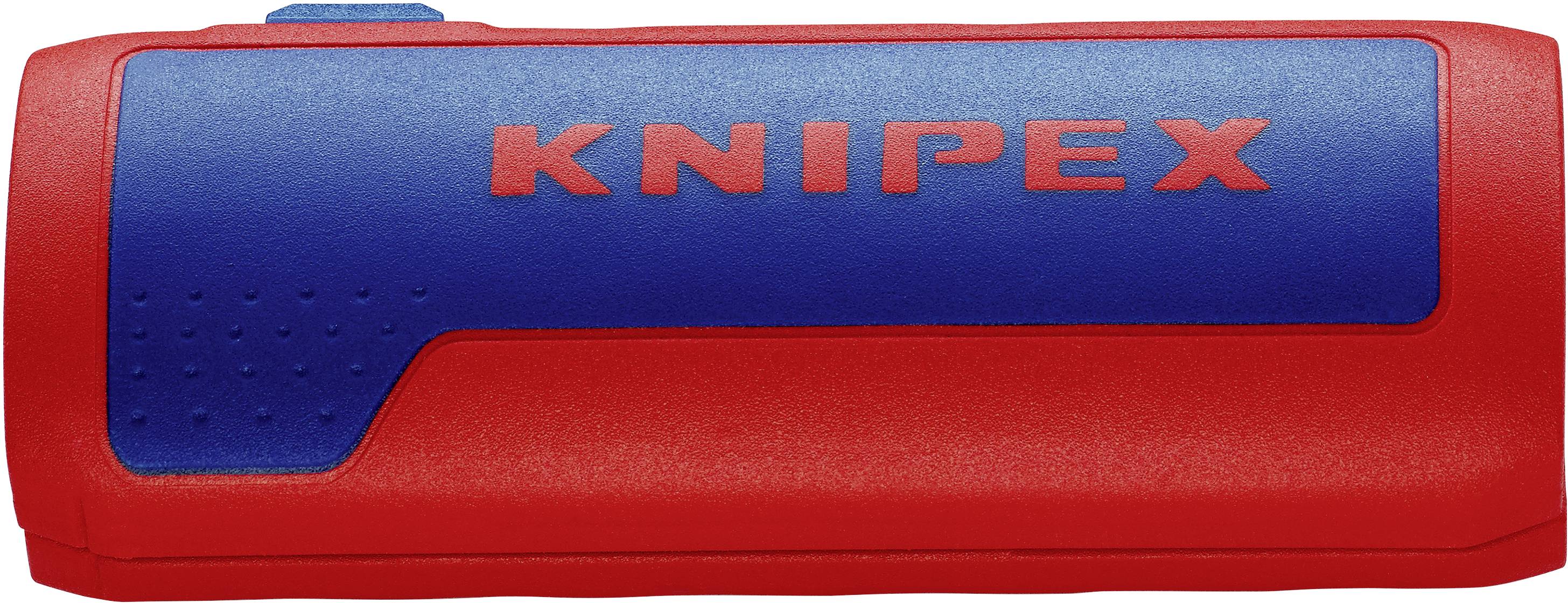 Outil KNIPEX en rouge et bleu avec mise en valeur du nom de la marque.