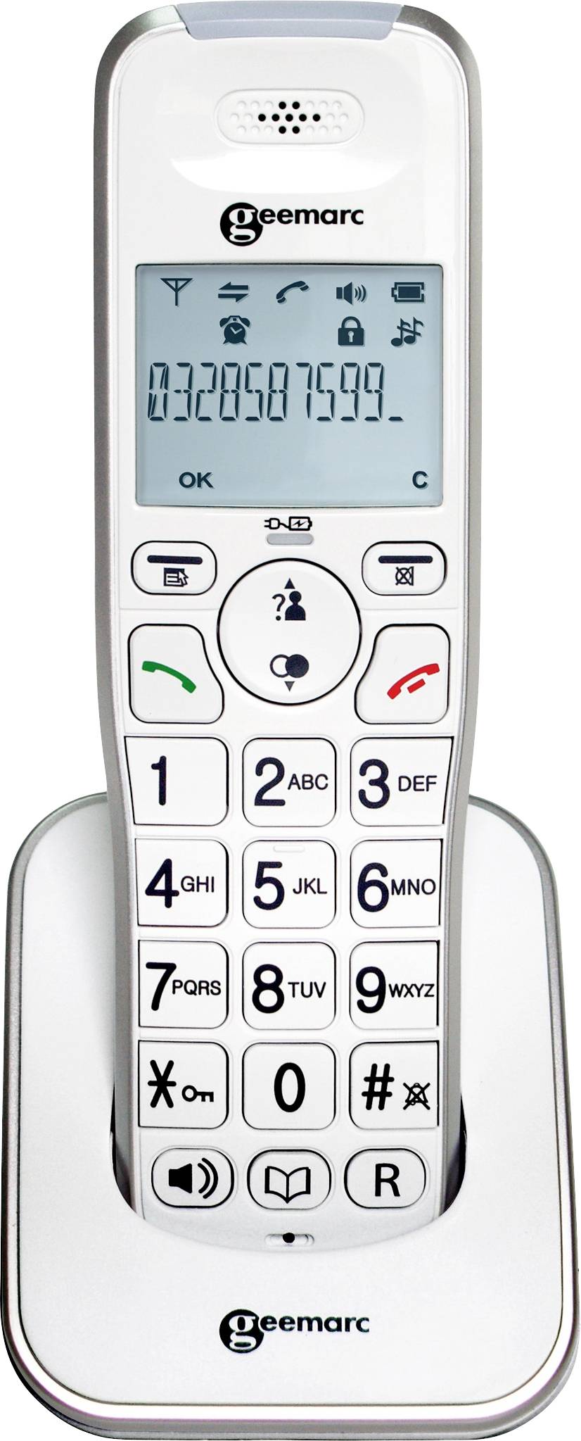 Geemarc AMPLIDECT 295 AD Téléphone sans fil pour séniors écran éclairé blanc