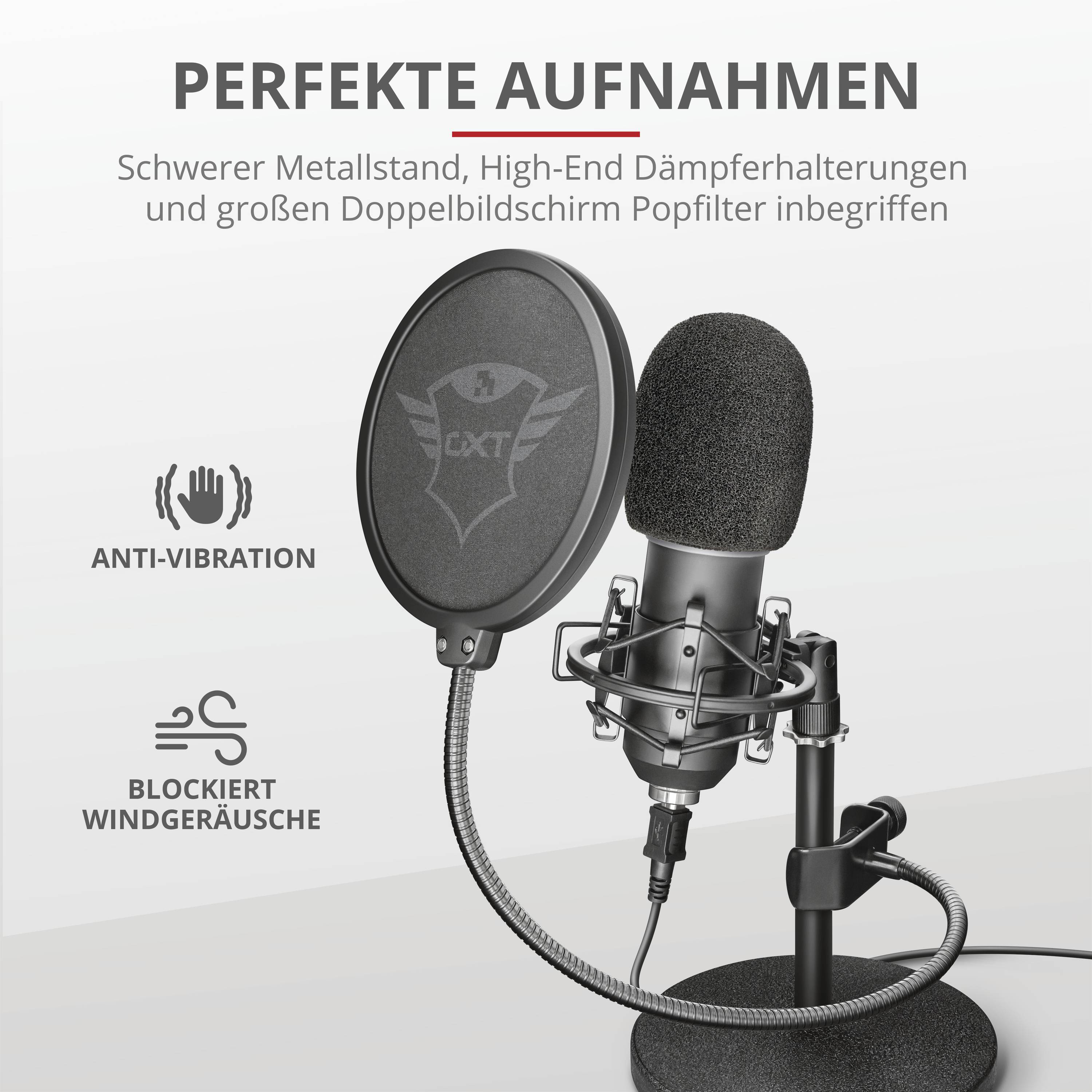 Trust GXT 252 Emita Sur pied Micro PC Type de transmission (détails):filaire pied USB filaire noir