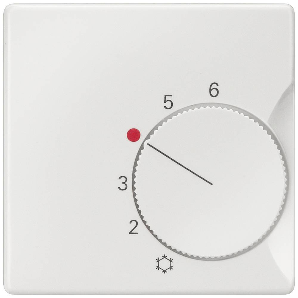 Un thermostat avec une échelle de 1 à 6, indiquant 3. Un symbole de flocon de neige en bas suggère une fonction de refroidissement.