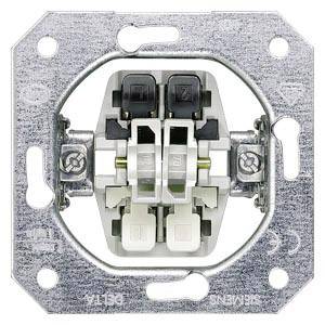 Interrupteur avec cadre métallique et quatre interrupteurs, vu de dessus.