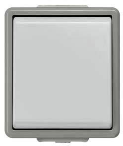 Un interrupteur carré dans un cadre gris, en position éteinte. Idéal pour une utilisation intérieure.