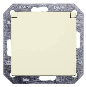 Interrupteur Siemens, de couleur crème, monté dans un boîtier métallique rectangulaire, faisant partie de la série Delta.