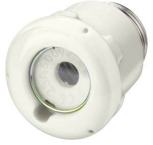 Un adaptateur de fusible céramique blanc avec un embout fileté métallique.