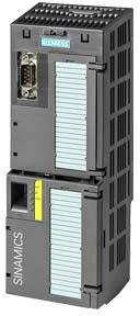 Un variateur de fréquence Siemens SINAMICS, composé de deux modules noirs avec des ailettes de refroidissement bleues, pour des applications industrielles.