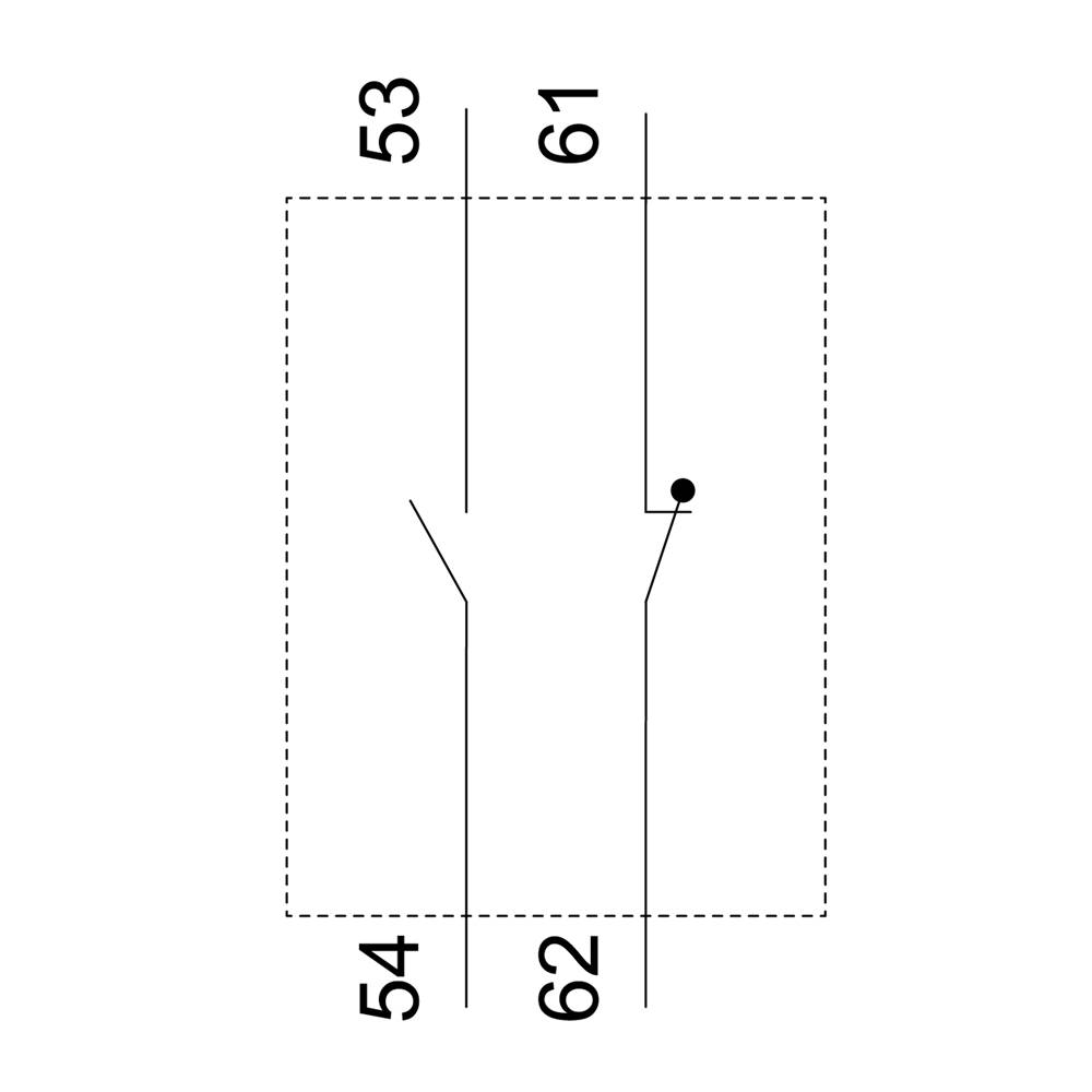 Arbre schématique avec des étiquettes : « 53 », « 54 », « 61 », « 62 ». Lignes et point sur le côté droit, aucun autre détail visible.