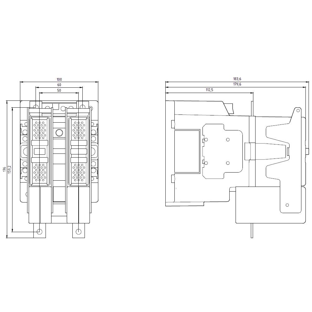 Dessin technique d'un interrupteur électrique avec dimensions en millimètres : vue de dessus et vue latérale avec marquages de détails.